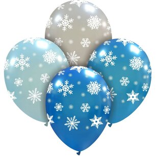 Snowflakes ballonnen mix, 6 stuks, 30 cm Snowflakes ballonnen mix, 6 stuks, 30 cm