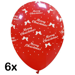Merry Christmas ballonnen, 6 stuks, 30cm Merry Christmas ballonnen, 6 stuks, 30cm
