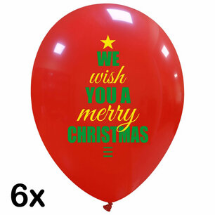 Wish You Merry Christmas ballonnen, 6 stuks, 30cm Wish You Merry Christmas ballonnen, 6 stuks, 30cm