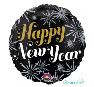 Happy New Year folieballon holographic, 45 cm Happy New Year folieballon holographic, 45 cm