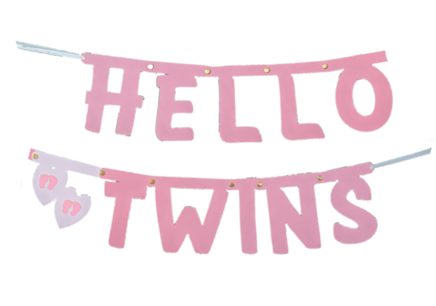 Hello Twins slinger roze, incl zuignapjes Hello Twins slinger roze, incl zuignapjes