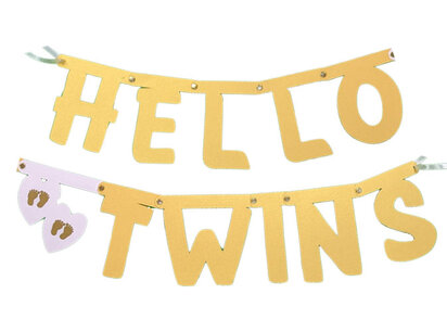 Hello Twins slinger goud, incl zuignapjes Hello Twins slinger goud, incl zuignapjes
