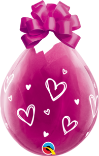 Hartjes getekend stuffer ballon, transparant, 45 cm Hartjes getekend stuffer ballon, transparant, 45 cm
