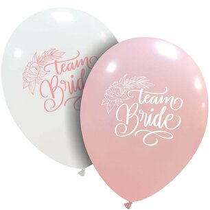 Team Bride ballonnen mix, wit/roze, 30cm, 6 stuks Team Bride ballonnen mix, wit/roze, 30cm, 6 stuks