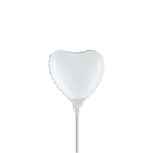 Wit Hartvorm mini Folieballon, 4 inch (10 cm), zonder zelfsluitend ventiel Wit Hartvorm mini Folieballon, 4 inch (10 cm), zonder zelfsluitend ventiel