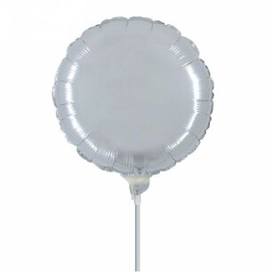 Zilver mini Folieballon rond, 9 inch (23 cm), zonder zelfsluitend ventiel Zilver mini Folieballon rond, 9 inch (23 cm), zonder zelfsluitend ventiel