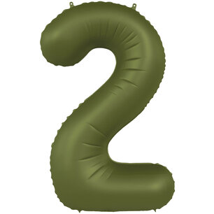 Folie Ballon Cijfer 2 Olive Green, 86 cm Folie Ballon Cijfer 2 Olive Green, 86 cm