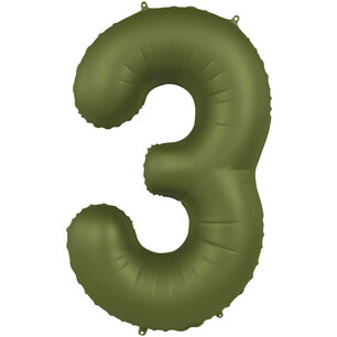 Folie Ballon Cijfer 3 Olive Green, 86 cm Folie Ballon Cijfer 3 Olive Green, 86 cm
