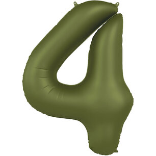 Folie Ballon Cijfer 4 Olive Green, 86 cm Folie Ballon Cijfer 4 Olive Green, 86 cm