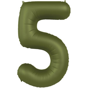 Folie Ballon Cijfer 5 Olive Green, 86 cm Folie Ballon Cijfer 5 Olive Green, 86 cm
