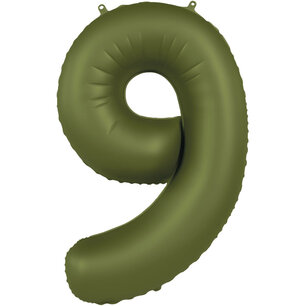 Folie Ballon Cijfer 9 Olive Green, 86 cm Folie Ballon Cijfer 9 Olive Green, 86 cm