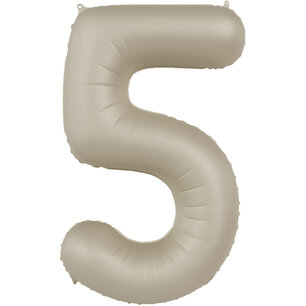 Folie Ballon Cijfer 5 Creamy Latte, 86 cm Folie Ballon Cijfer 5 Creamy Latte, 86 cm