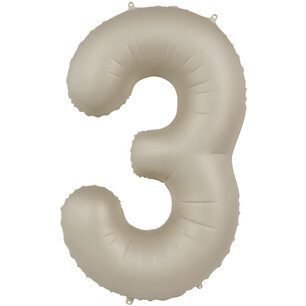 Folie Ballon Cijfer 3 Creamy Latte, 86 cm Folie Ballon Cijfer 3 Creamy Latte, 86 cm
