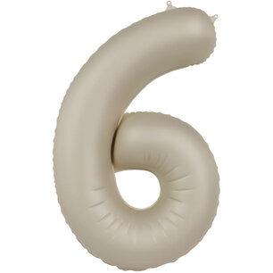 Folie Ballon Cijfer 6 Creamy Latte, 86 cm Folie Ballon Cijfer 6 Creamy Latte, 86 cm