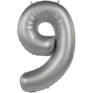 Folie Ballon Cijfer 9 Moonlight Silver, 86 cm Folie Ballon Cijfer 9 Moonlight Silver, 86 cm