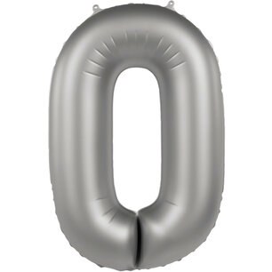 Folie Ballon Cijfer 0 Moonlight Silver, 86 cm Folie Ballon Cijfer 0 Moonlight Silver, 86 cm