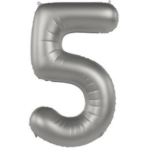 Folie Ballon Cijfer 5 Moonlight Silver, 86 cm Folie Ballon Cijfer 5 Moonlight Silver, 86 cm