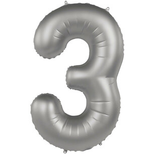 Folie Ballon Cijfer 3 Moonlight Silver, 86 cm Folie Ballon Cijfer 3 Moonlight Silver, 86 cm