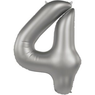 Folie Ballon Cijfer 4 Moonlight Silver, 86 cm Folie Ballon Cijfer 4 Moonlight Silver, 86 cm
