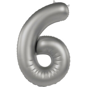 Folie Ballon Cijfer 6 Moonlight Silver, 86 cm Folie Ballon Cijfer 6 Moonlight Silver, 86 cm