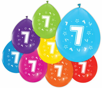 7 jaar, Ballonnen, 8 stuks, multicolor 7 jaar, Ballonnen, 8 stuks, multicolor