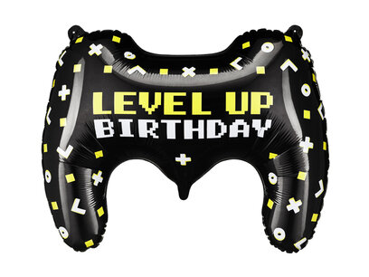 Level Up Birthday Gamepad shape Folieballon, 26 inch Level Up Birthday Gamepad shape Folieballon, 26 inch