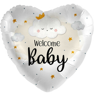Welcome Baby Folieballon hart, 43 cm Welcome Baby Folieballon hart, 43 cm