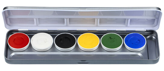 Aqua face en bodypaint palet Bright Colours, 6 kleuren Aqua face en bodypaint palet Bright Colours, 6 kleuren