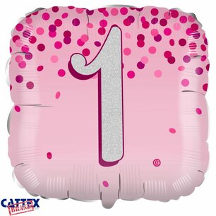 1 jaar Folieballon roze, square, 45 cm 1 jaar Folieballon roze, square, 45 cm