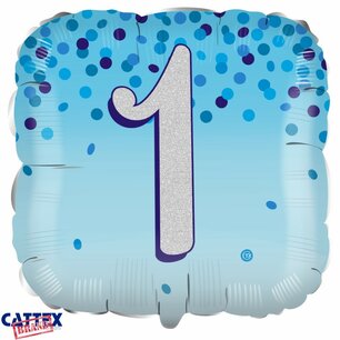 1 jaar Folieballon blauw, square, 45 cm 1 jaar Folieballon blauw, square, 45 cm