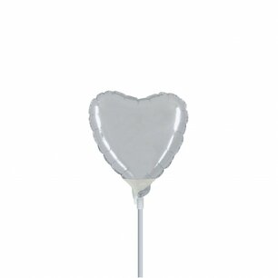 Zilver Hartvorm mini Folieballon, 4 inch (10 cm), zonder zelfsluitend ventiel Zilver Hartvorm mini Folieballon, 4 inch (10 cm), zonder zelfsluitend ventiel