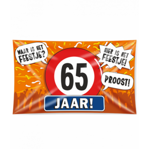 65 jaar XXL gevelvlag, 150 x 90 cm 65 jaar XXL gevelvlag, 150 x 90 cm
