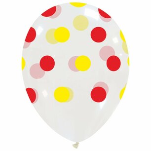 Transparant met rood-geel polka dots Ballonnen, 6 stuks, 30 cm Transparant met rood-geel polka dots Ballonnen, 6 stuks, 30 cm