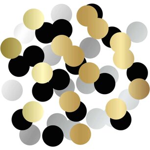 Goud-zilver-zwart metallic confetti XL, 20 gram Goud-zilver-zwart metallic confetti XL, 20 gram