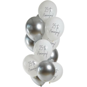25 jaar Anniversary Ballonnen set, 12 stuks 25 jaar Anniversary Ballonnen set, 12 stuks