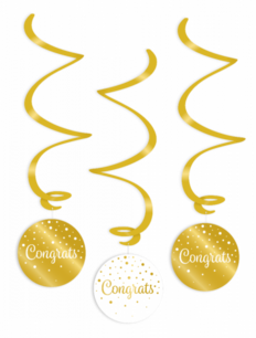 Congrats swirl deco gold/white, 3 stuks Congrats swirl deco gold/white, 3 stuks