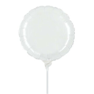 Wit mini Folieballon rond, 9 inch (23 cm), zonder zelfsluitend ventiel Wit mini Folieballon rond, 9 inch (23 cm), zonder zelfsluitend ventiel