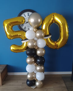Ballonpilaar met 2 folie cijfers Ballonpilaar met 2 folie cijfers