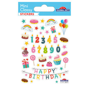 Stickervel met mini verjaardag stickers