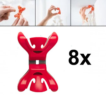 Slingerklemmen Clenchy Rood, 8 stuks