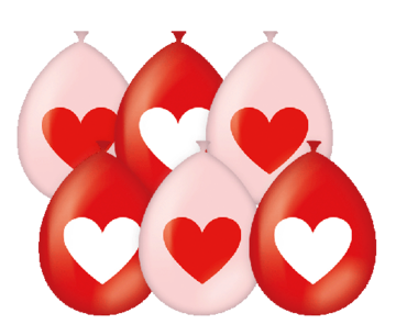 Love hartjes ballonnen rood/roze, 6 st., 30 cm