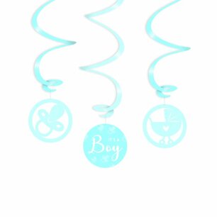 It's a Boy swirl hangdeco, 3 st