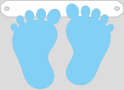 Babyvoetjes blauw tussenstukje