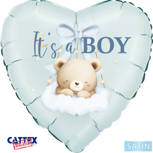 It's a Boy Teddybear folieballon hart, 45 cm