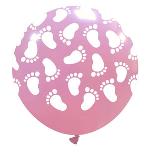 Babyvoetjes XL Ballon pink, 32 inch (80cm)
