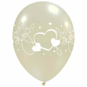 Hearts & Doves ballon, pearl, 12 inch (28cm)