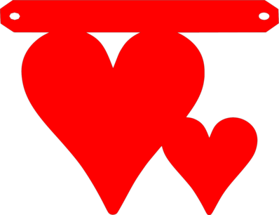 Dubbel hart groot+klein tussenstukje