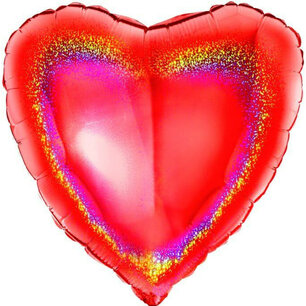 Rood Hart glitter Folieballon, 18 inch (45 cm)