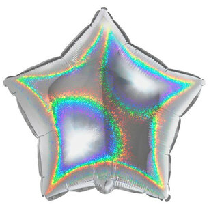 Zilver Ster glitter Folieballon, 18 inch (45 cm)