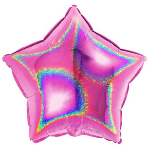 Fuchsia Ster glitter Folieballon, 18 inch (45 cm)